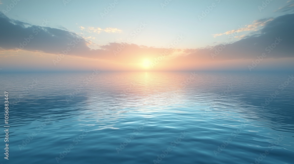 Fototapeta premium Calm Ocean Water with a Sunset Sky