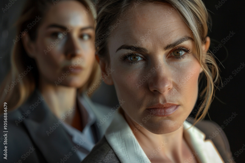 Generative AI illustration of mature woman strict boss Generative AI illustration of mature woman strict boss