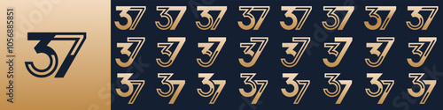 collection of creative number 37 logo designs. abstract thirty-seven design vector illustration