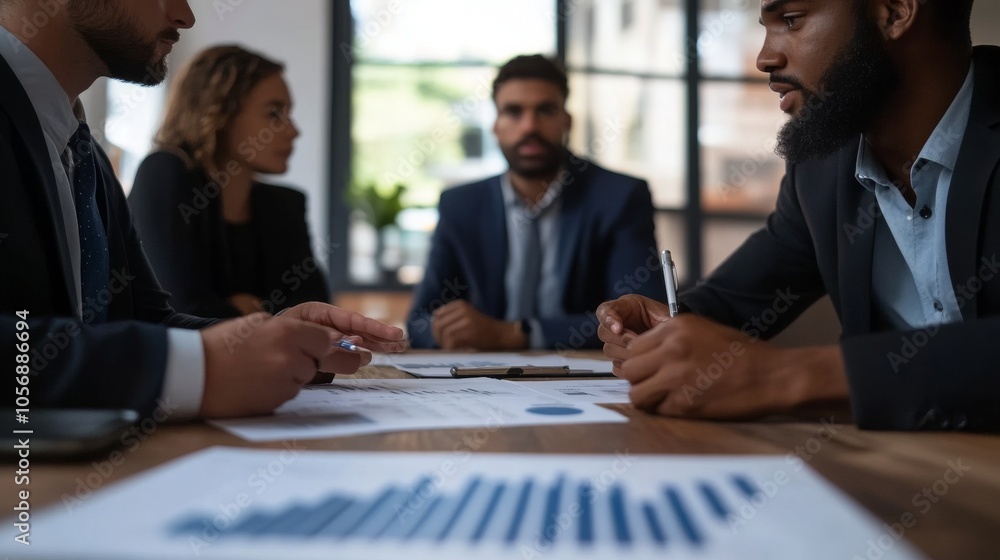 Businessmen Reviewing Financial Data During a Meeting Businessmen Reviewing Financial Data During a Meeting