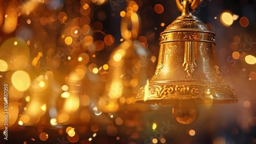 This Bells shimmer amidst sparkling lights in a festive environment, creating a joyful atmosphere.