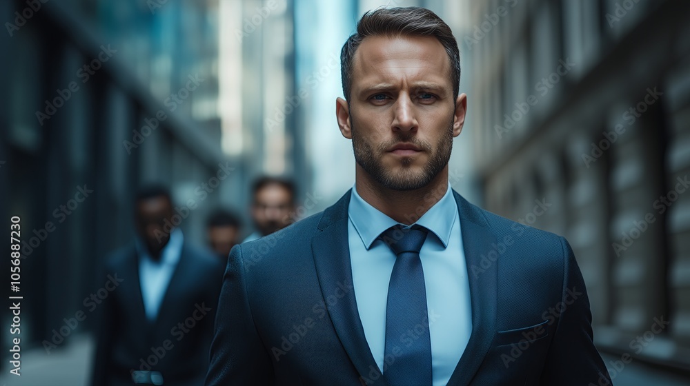 A man in a suit and tie stands in front of a building. He is the only one in the image A man in a suit and tie stands in front of a building. He is the only one in the image
