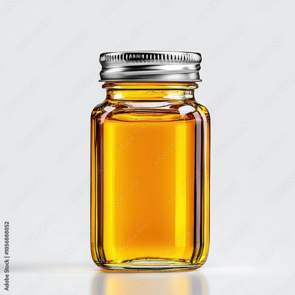 A photostock of organic honey in a jar on a white background, sweet and natural. A photostock of organic honey in a jar on a white background, sweet and natural.