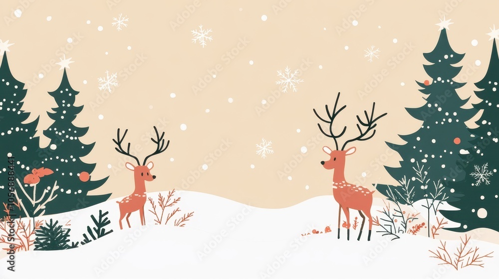 Winter Wonderland: Snowy Forest with Deer Winter Wonderland: Snowy Forest with Deer