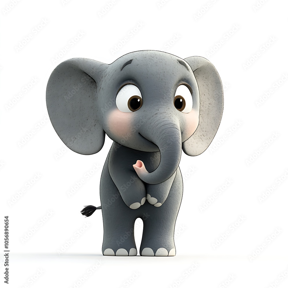A cartoon elephant standing on a white background. A cartoon elephant standing on a white background.