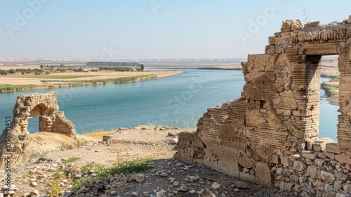 Ruined building overlooking a body of water