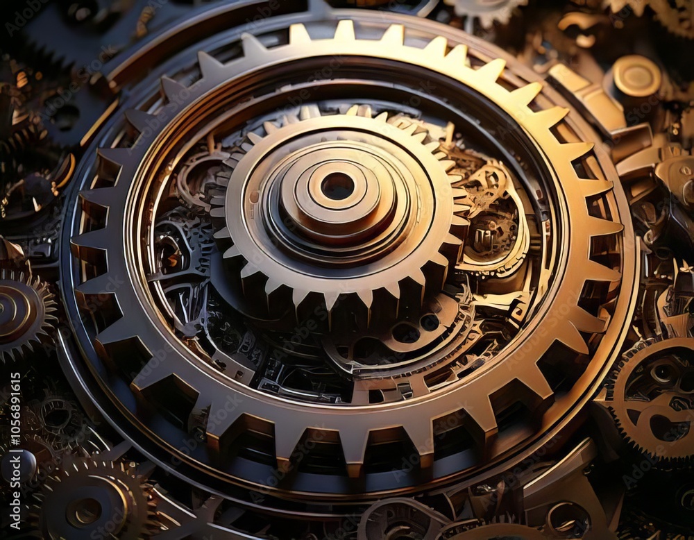 Fototapeta premium Closeup of intricate clockwork mechanism