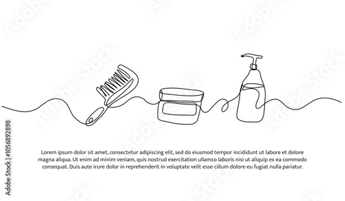 Continuous one line design of hair care equipment. Minimalist style vector illustration on white background.
