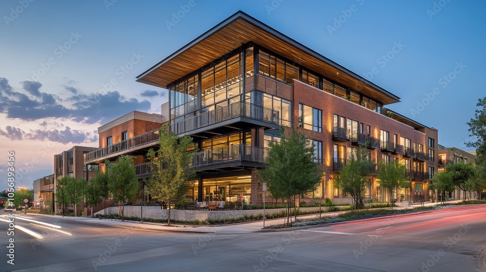 Modern Commercial Office Building with Rooftop Terrace Modern Commercial Office Building with Rooftop Terrace