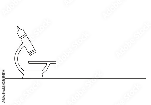 A medical microscope continuous one line drawing. Medical equipment concept. Vector illustration