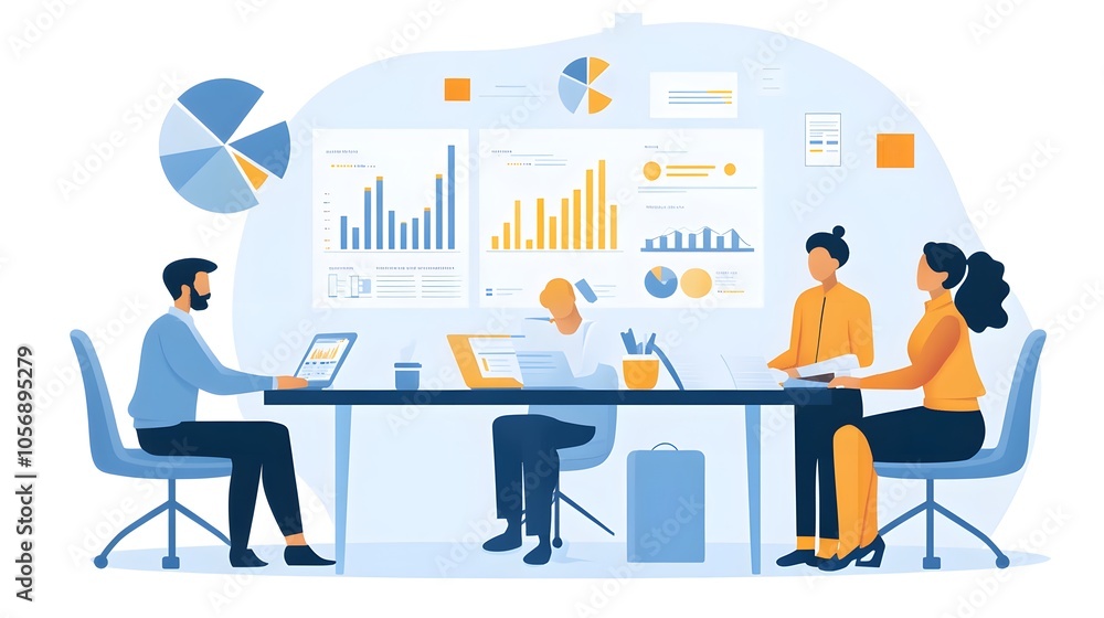 A group of business people working together, Business peoples meeting illustration A group of business people working together, Business peoples meeting illustration