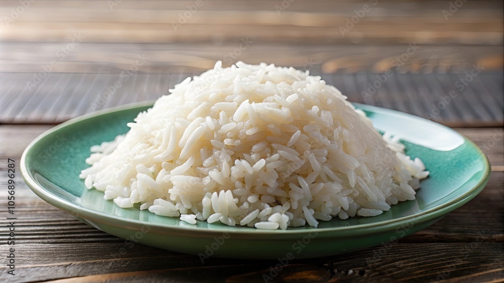 A close-up of fluffy cooked rice on a plate , food, meal, grain, cooking, healthy, organic, white, side dish, traditional A close-up of fluffy cooked rice on a plate , food, meal, grain, cooking, healthy, organic, white, side dish, traditional