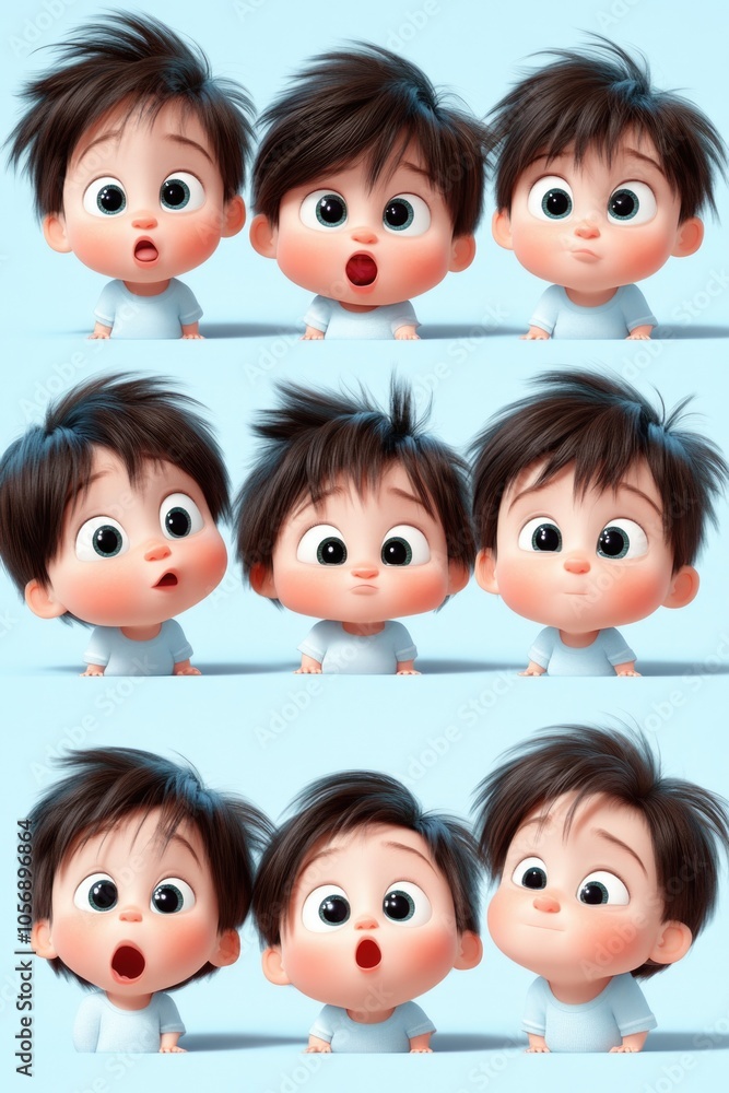 Cute baby with various facial expressions and emotions Cute baby with various facial expressions and emotions