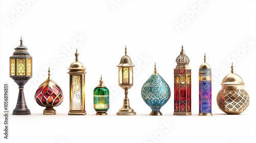 Islamic Element Collection Isolated on White Background