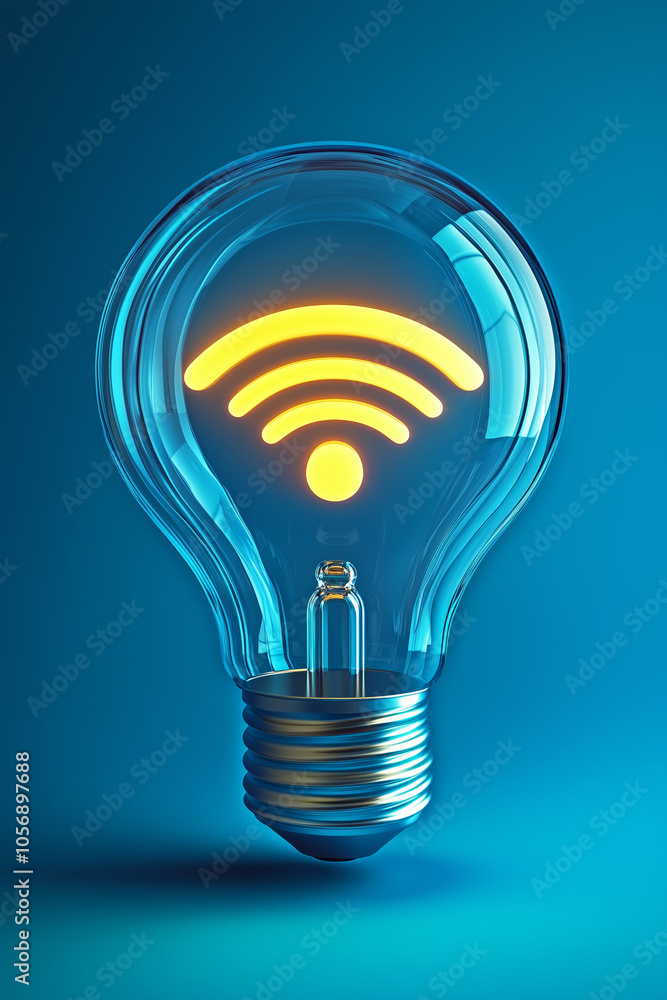 Wi-Fi symbol inside a light bulb. Wi-Fi symbol inside a light bulb.