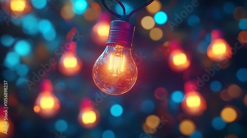 Illuminating moments the beauty of vintage light bulbs in a colorful setting