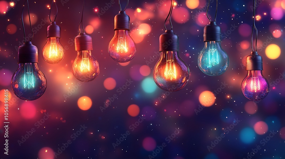 Vibrant lights enchanting the night with colorful glow and warmth Vibrant lights enchanting the night with colorful glow and warmth