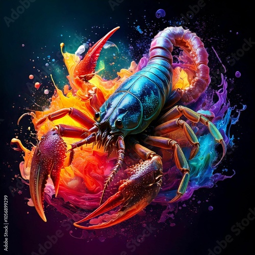 Scorpion on a dark background photo