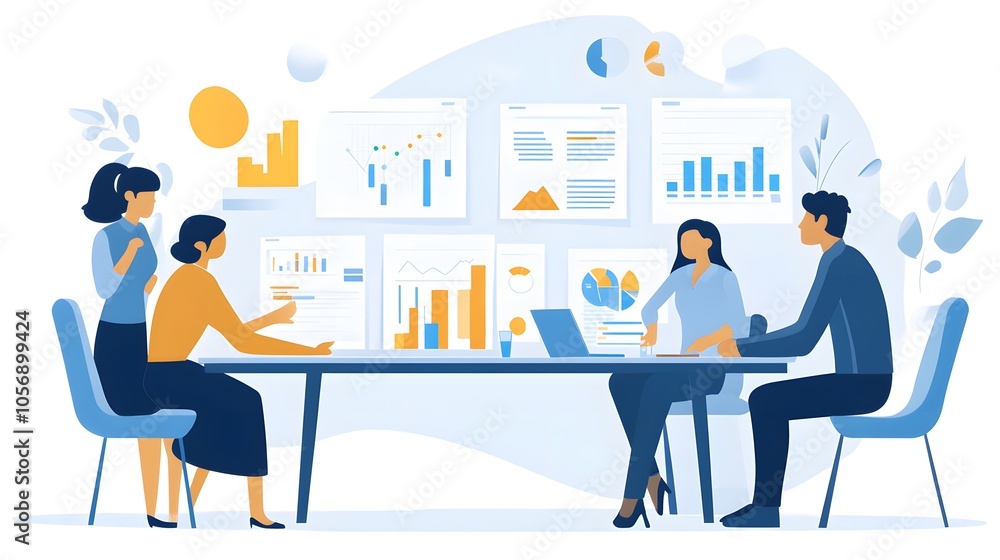 A group of business people working together, Business peoples meeting illustration A group of business people working together, Business peoples meeting illustration