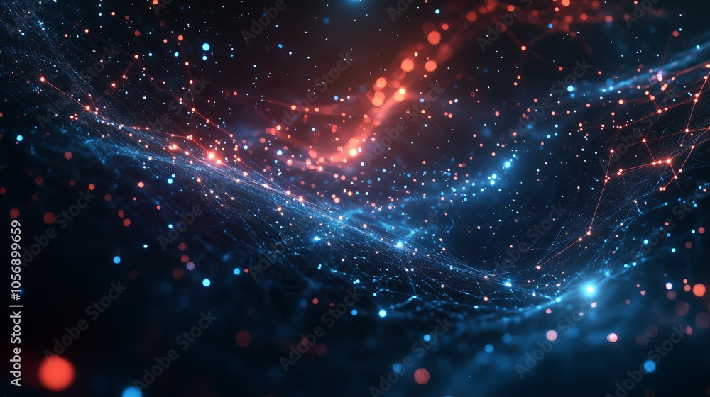 A blue and red galaxy with many stars. The stars are scattered throughout the galaxy and are of different sizes. The galaxy is full of light and energy, giving it a sense of movement and excitement A blue and red galaxy with many stars. The stars are scattered throughout the galaxy and are of different sizes. The galaxy is full of light and energy, giving it a sense of movement and excitement