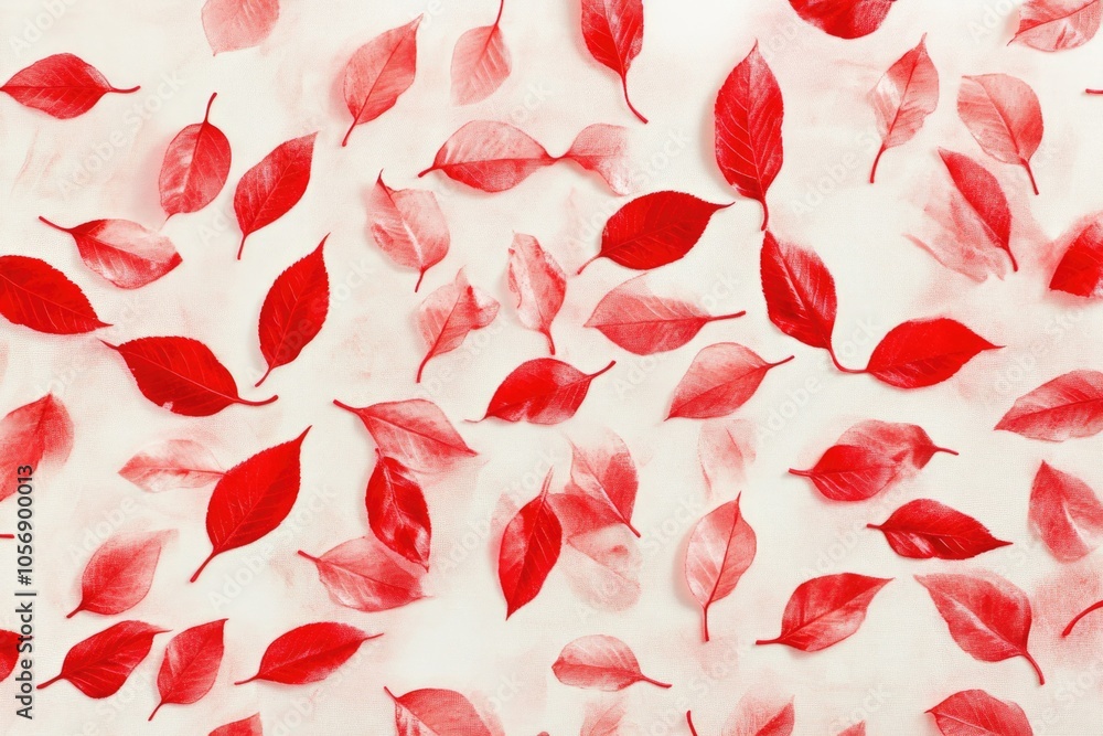 A pile of bright red leaves scattered on a clean white surface A pile of bright red leaves scattered on a clean white surface