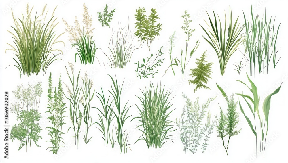 Fototapeta premium Diverse Green Plants Collection