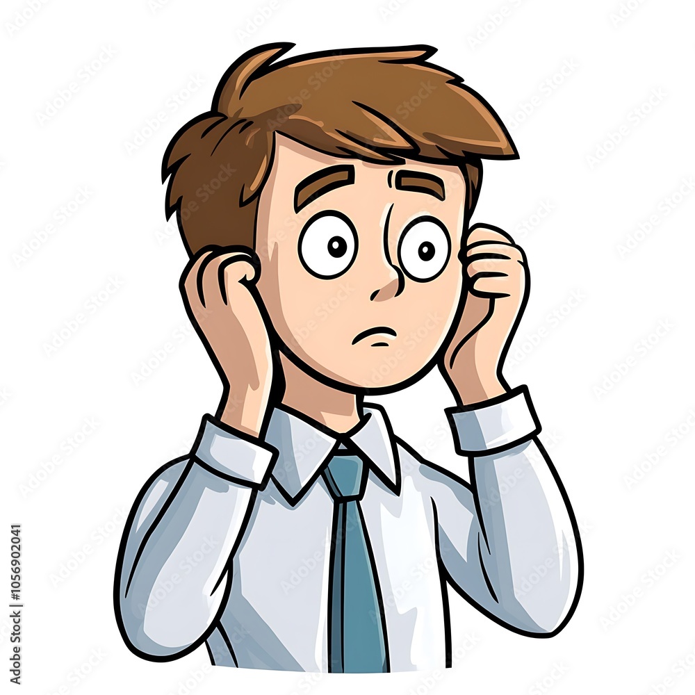 Cartoon employee with a confused look, scratching their head on a white background. Cartoon employee with a confused look, scratching their head on a white background.