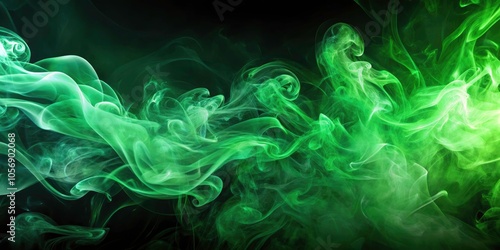 Abstract Green Smoke Background for Creative Projects, Environments, and Designs, Ideal for Digital Art, Wallpapers, and More, Captivating Visuals with Copy Space on the Left