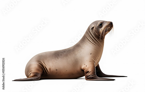 Sea lion resting on white background