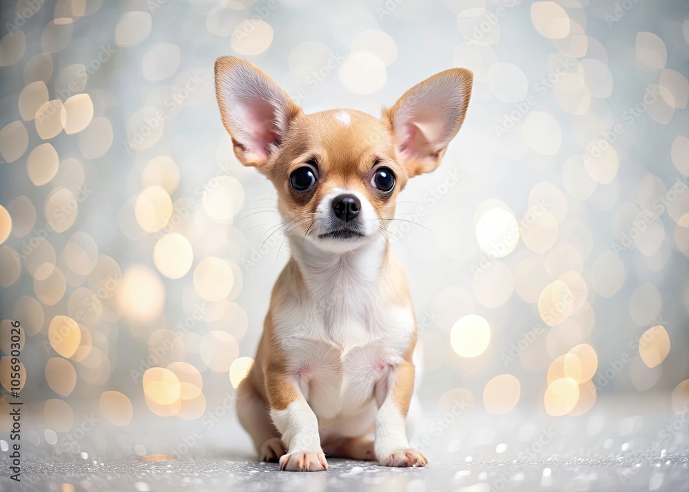 Adorable Chihuahua Puppy on White Background - High Definition 8K Minimalist Stock Photo for Pet Lovers and Animal Enthusiasts Adorable Chihuahua Puppy on White Background - High Definition 8K Minimalist Stock Photo for Pet Lovers and Animal Enthusiasts