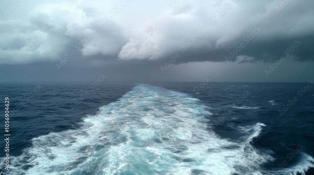 Ship's Wake Under a Dark, Stormy Sky Ship's Wake Under a Dark, Stormy Sky
