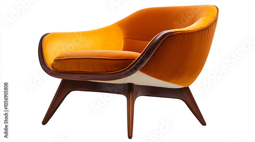 Mid Century Modern Armchair Isolated on White Background