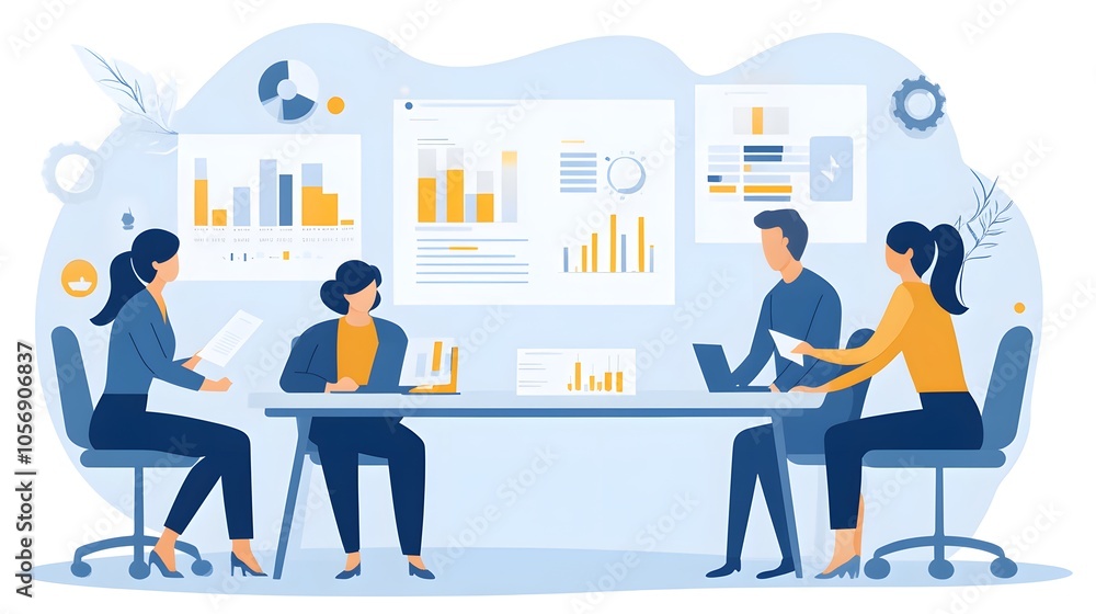 A group of business people working together, Business peoples meeting illustration A group of business people working together, Business peoples meeting illustration