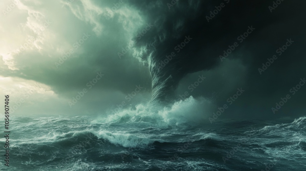 A Dark and Powerful Tornado Churning the Ocean A Dark and Powerful Tornado Churning the Ocean