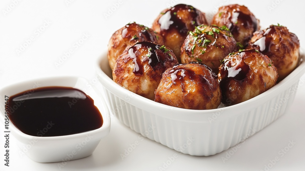 Close Up of Neatly Arranged Takoyaki Balls