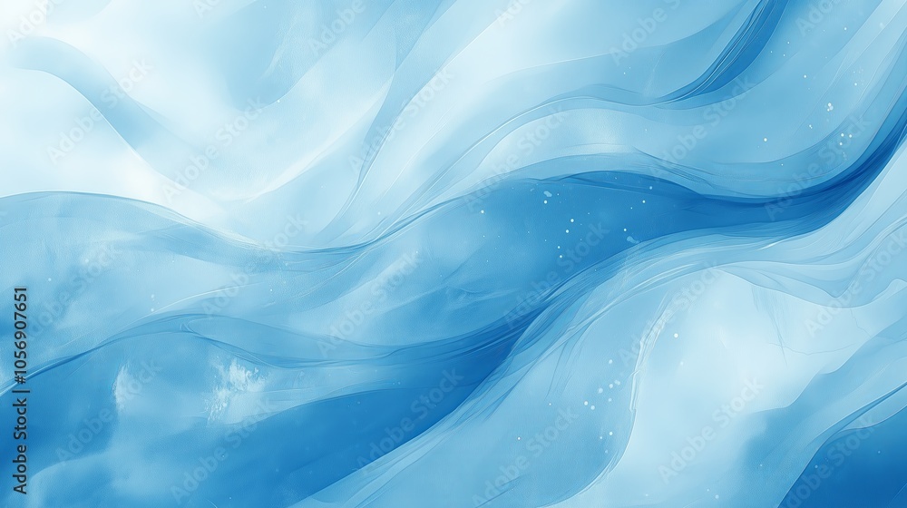 Obraz premium A blue wave with white snowflakes. The blue color is very bright and the snowflakes are scattered all over the wave