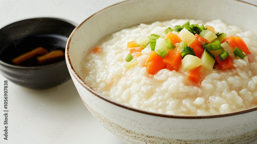 High-Quality Rice Porridge in a Simple Bowl High-Quality Rice Porridge in a Simple Bowl