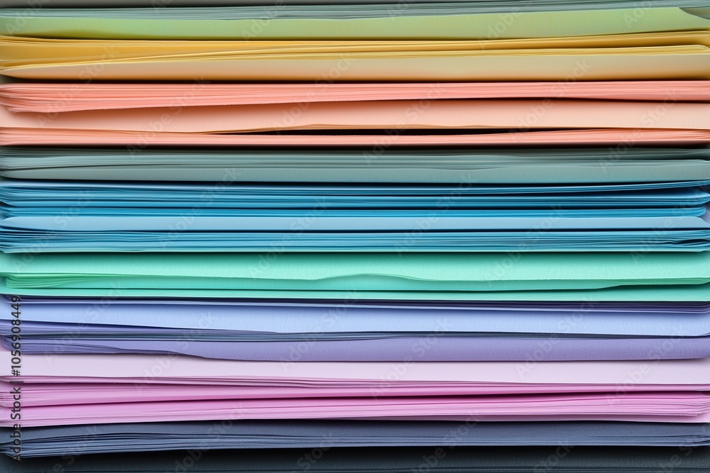 A stack of colorful papers with a rainbow of colors A stack of colorful papers with a rainbow of colors