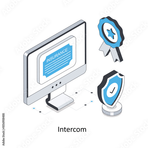 Intercom isometric stock illustration. EPS File stock illustration