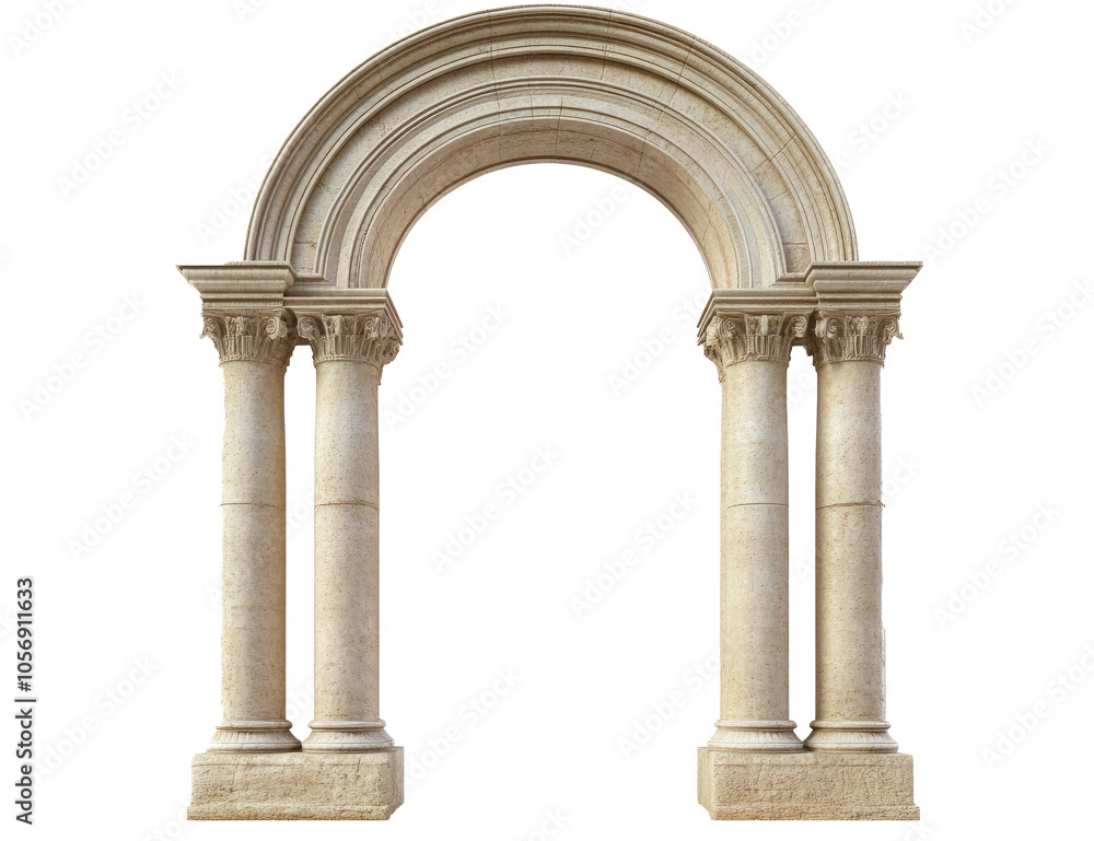 Fototapeta premium Classic column arch isolated on transparent background