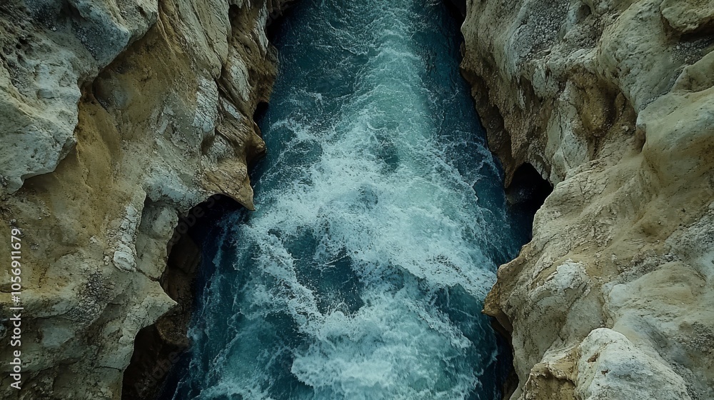 Turbulent Water Flowing Through a Narrow Rock Formation Turbulent Water Flowing Through a Narrow Rock Formation