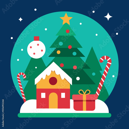 Christmas décor and vector art illustration