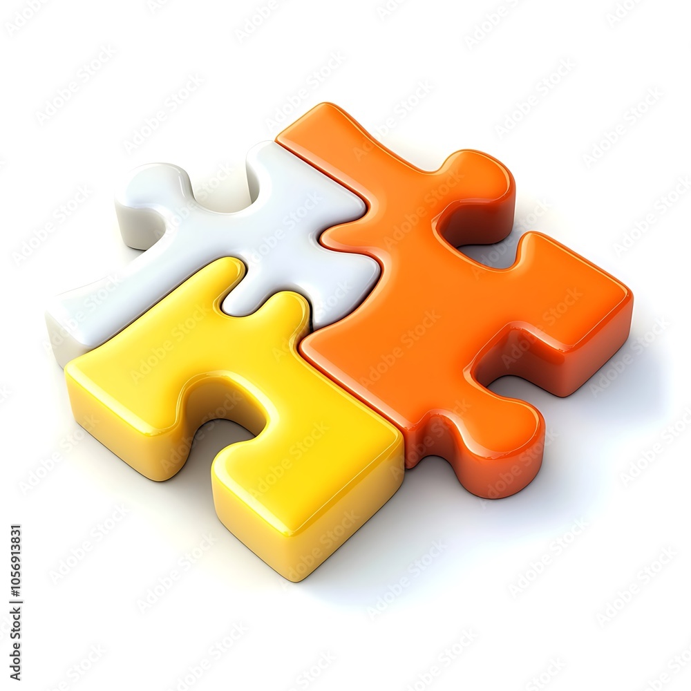 Cartoon puzzle piece representing problem-solving or teamwork on a white background. Cartoon puzzle piece representing problem-solving or teamwork on a white background.