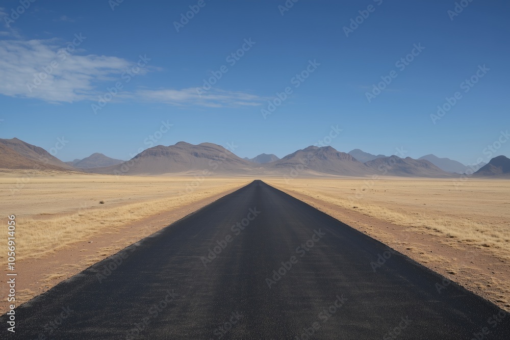 Fototapeta premium road, nature, landscape, travel, desert, sky, asphalt, highway, mountains, sand, d