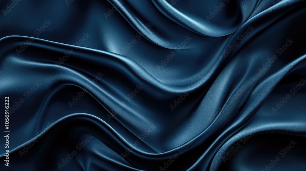 Fototapeta premium Dark silk background featuring elegant folds An abstract representation of a rippled satin texture