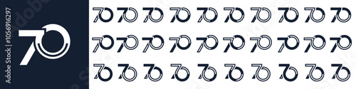 collection of creative number 70 logo designs. abstract seventy design vector illustration