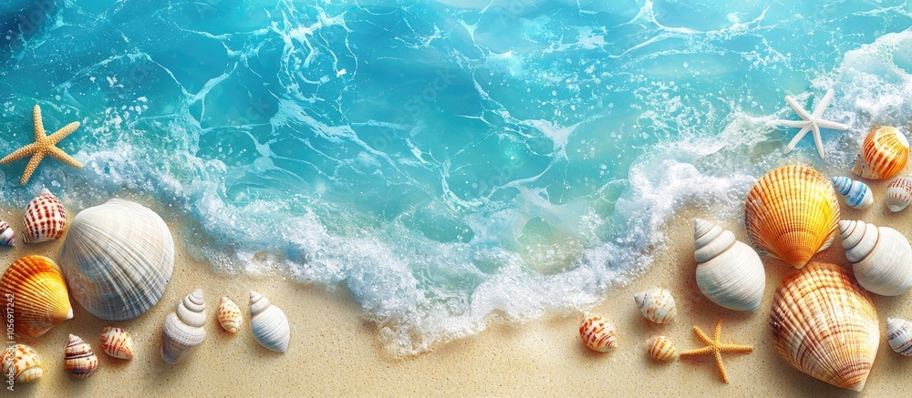 Summer Nautical Marine Background With Shell Summer Nautical Marine Background With Shell