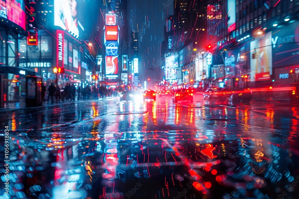 A busy city street with a lot of traffic and people walking A busy city street with a lot of traffic and people walking