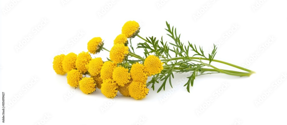 Flowers The Medicinal Plant Of Tansy Lat Tanacetum Vulgare Isolated On White Background Flowers The Medicinal Plant Of Tansy Lat Tanacetum Vulgare Isolated On White Background