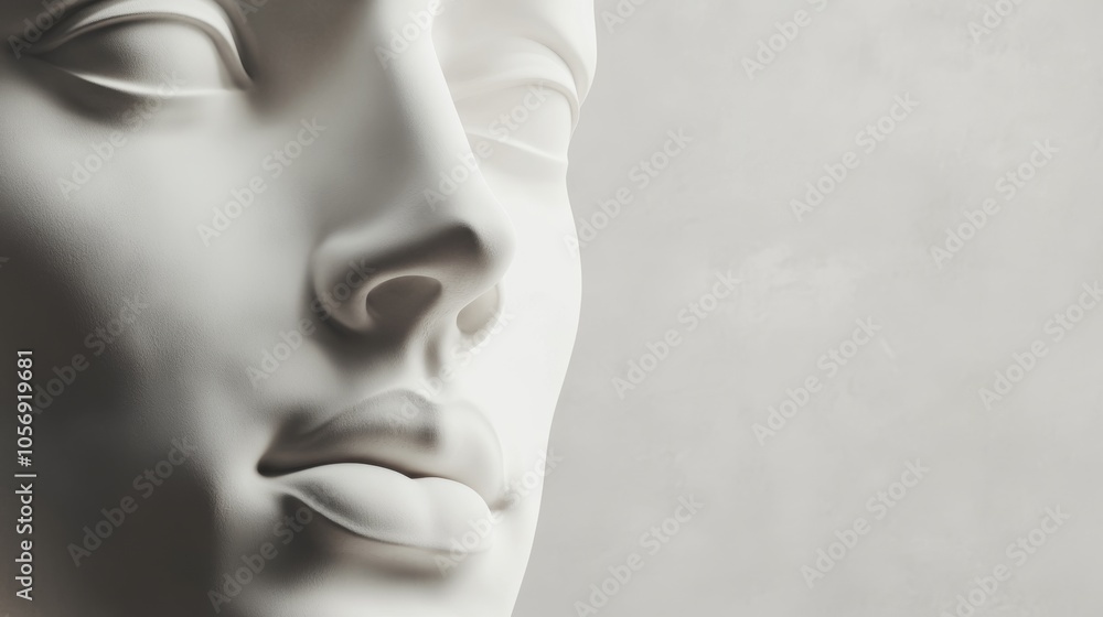 A close-up of a minimalist sculpture capturing serene facial features and a smooth texture against a soft background. A close-up of a minimalist sculpture capturing serene facial features and a smooth texture against a soft background.